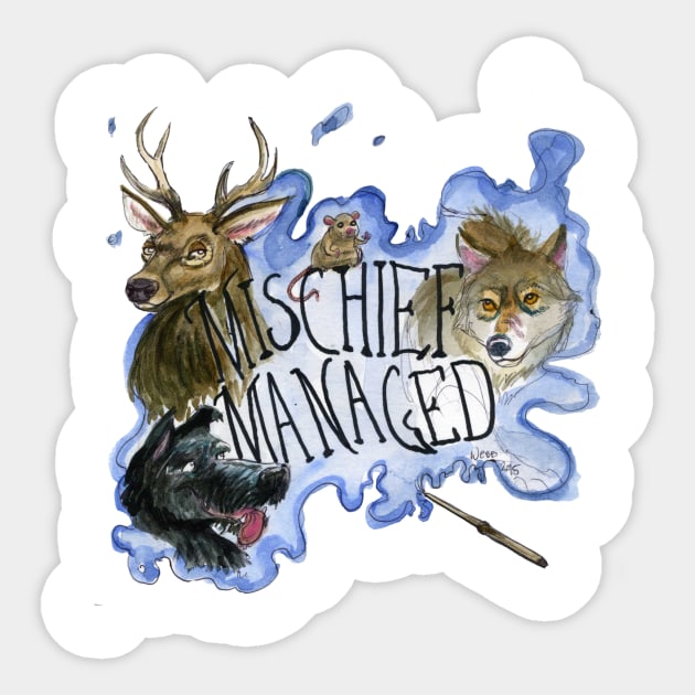 Mischief Managed Sticker by FiendishThingyArt